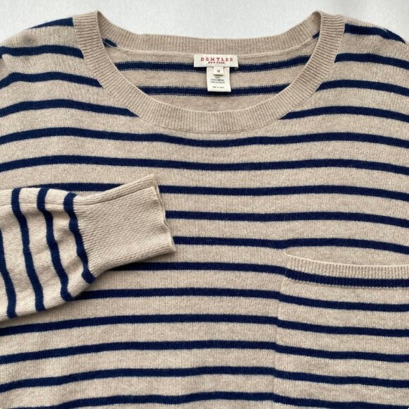 Demylee 100% Cashmere Striped Sweater Boxy Size M - Picture 1 of 10